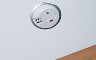 Electrical sockets are part of The HUB acoustic pod system